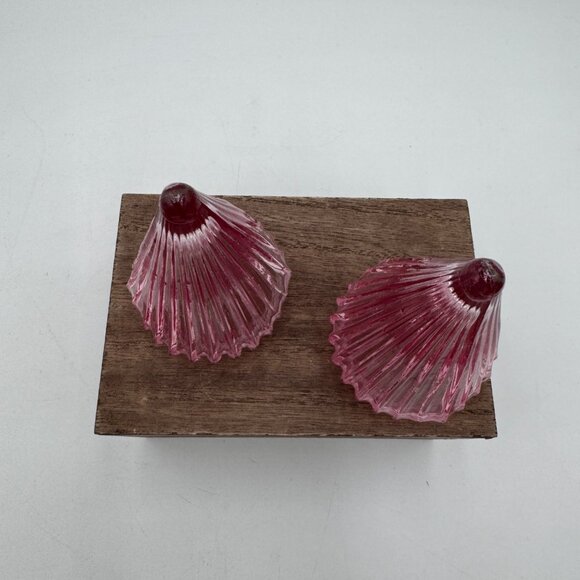 Pink glass Christmas trees rigged surface set of two small - Picture 3 of 10